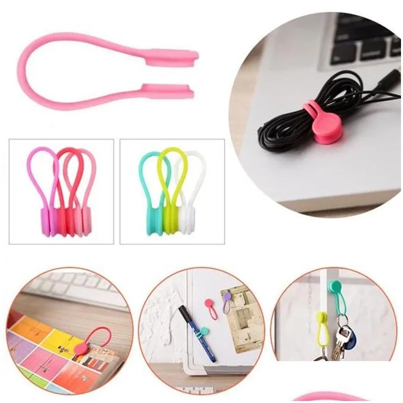 Other Home Storage & Organization Magnetic Twist Ties Sile Holder Clips Cord Wrap Strong Holding Stuff S Organizer For Home Office Dro Dhtb6