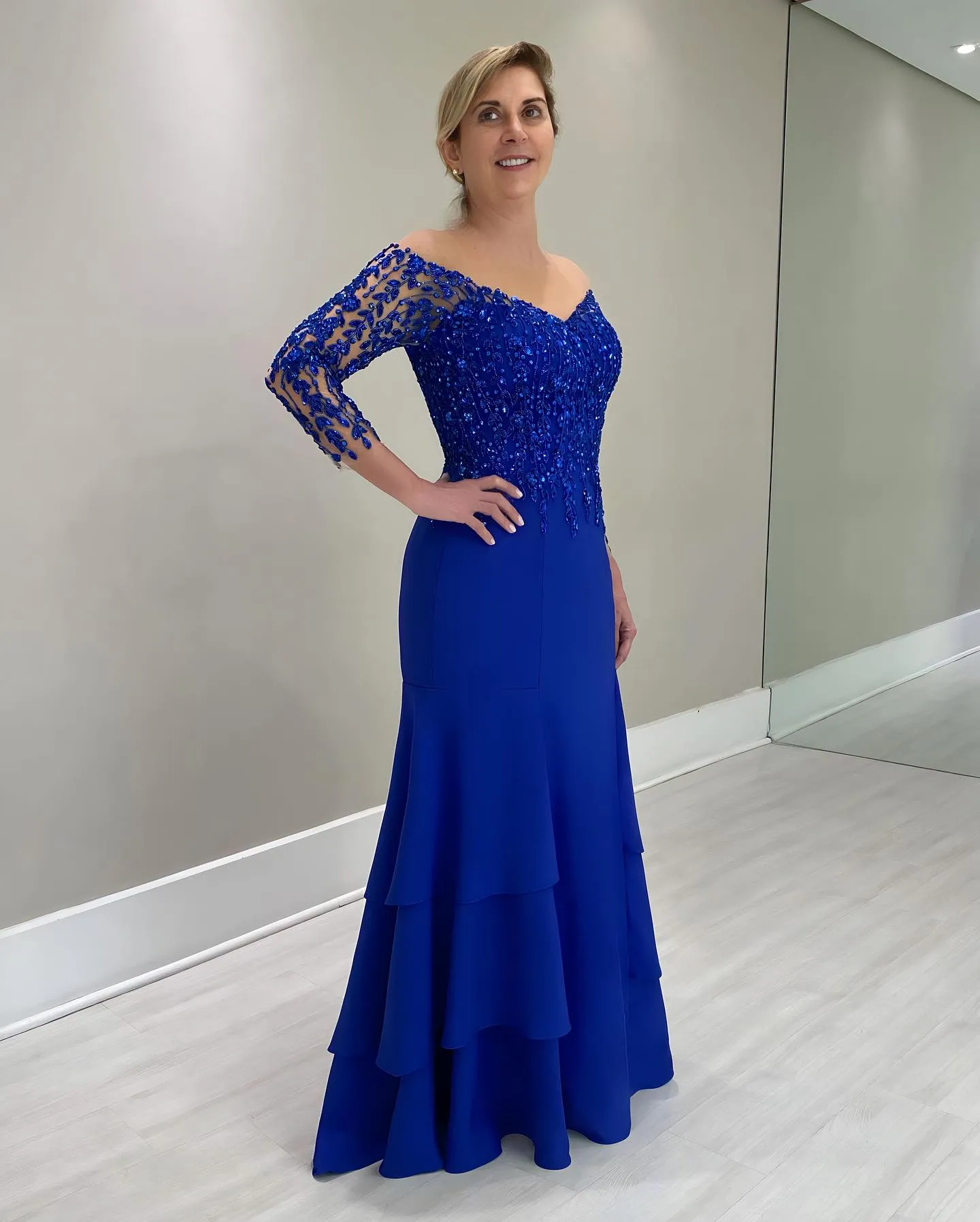 2023 Nov Aso Ebi Arabic Royal Blue Mermaid Mother Of The Bride Dresses Beaded Lace Evening Prom Formal Party Birthday Celebrity Mother Of Groom Gowns Dress ZJT018