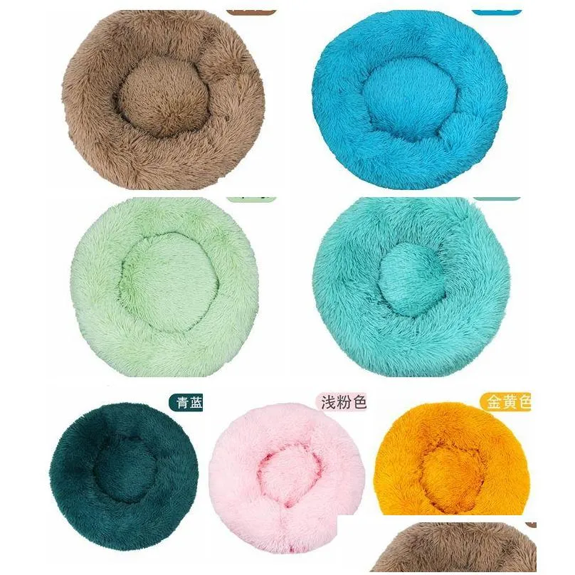 round soft large cat bed fur warming pet dog beds for small medium dogs cats nest winter warm sleeping cushion puppy mat wy1318yfa