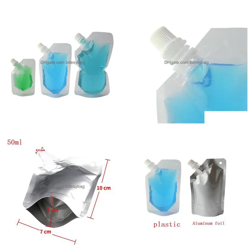 doypack aluminum foil spout bag for drinking liquid storage bag jelly milk sauce oil transparent stand up bag lx2932