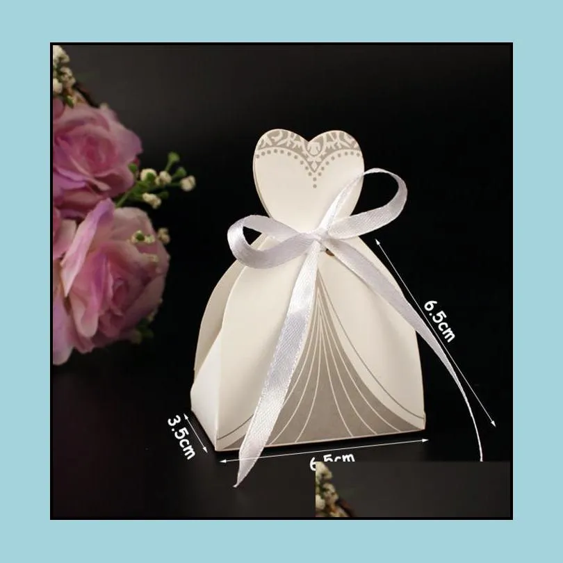 dress tuxedo bride groom wedding favour ribbon candy bomboniere box anniversary valentines day engagement treats paper boxes