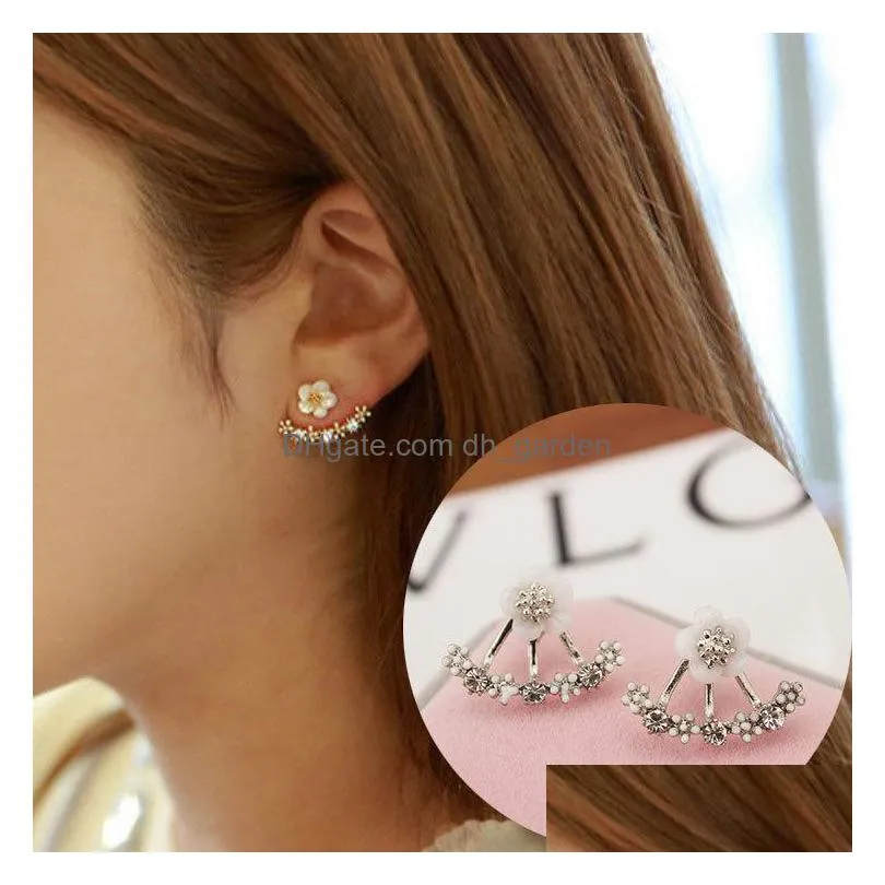 new fashoin 925 sliver earrings daisy flower ear jacket for women bijoux jewelry brincos pendientes mujer
