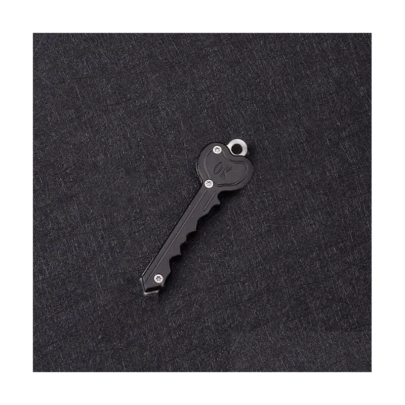 folding mini heart shape keychain defense keychain pendant pocket outdoor survival tool key knife for women man multicolors 9 colors
