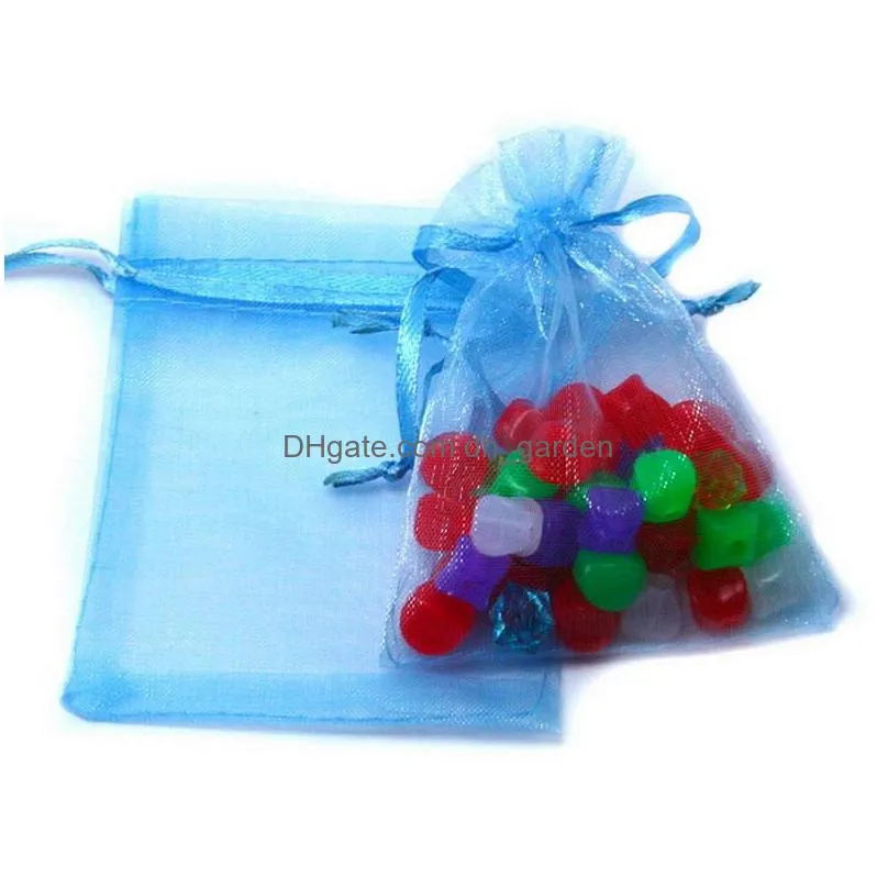 7x9cm wholesale christmas gift 100pcs beautiful mixed colour organza pouch jewelry gift bag for wedding festival