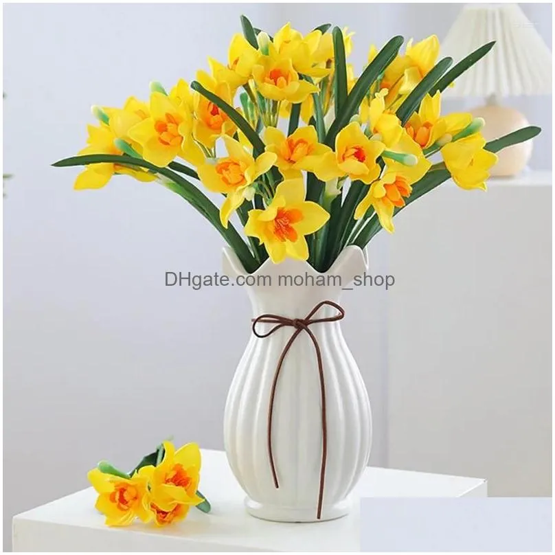 decorative flowers simulation flower single branch daffodil nordic small  indoor table decoration silk material pastoral natural