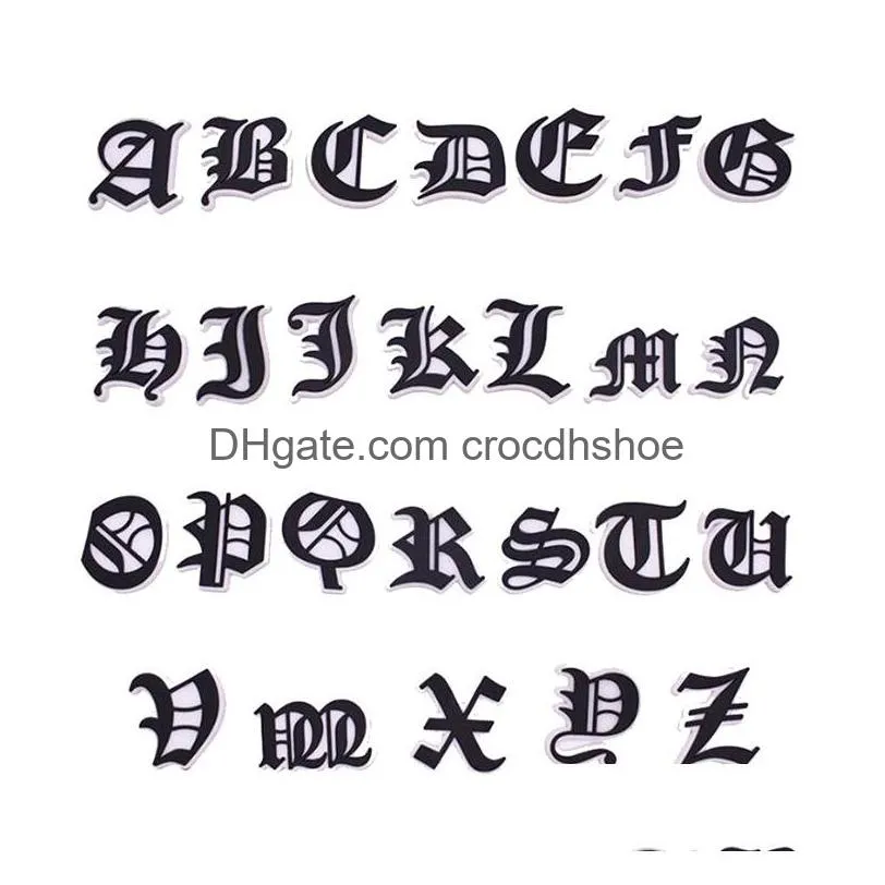 old english alphabet letters croc charms pvc shoe clog charms for wristband bracelet diy