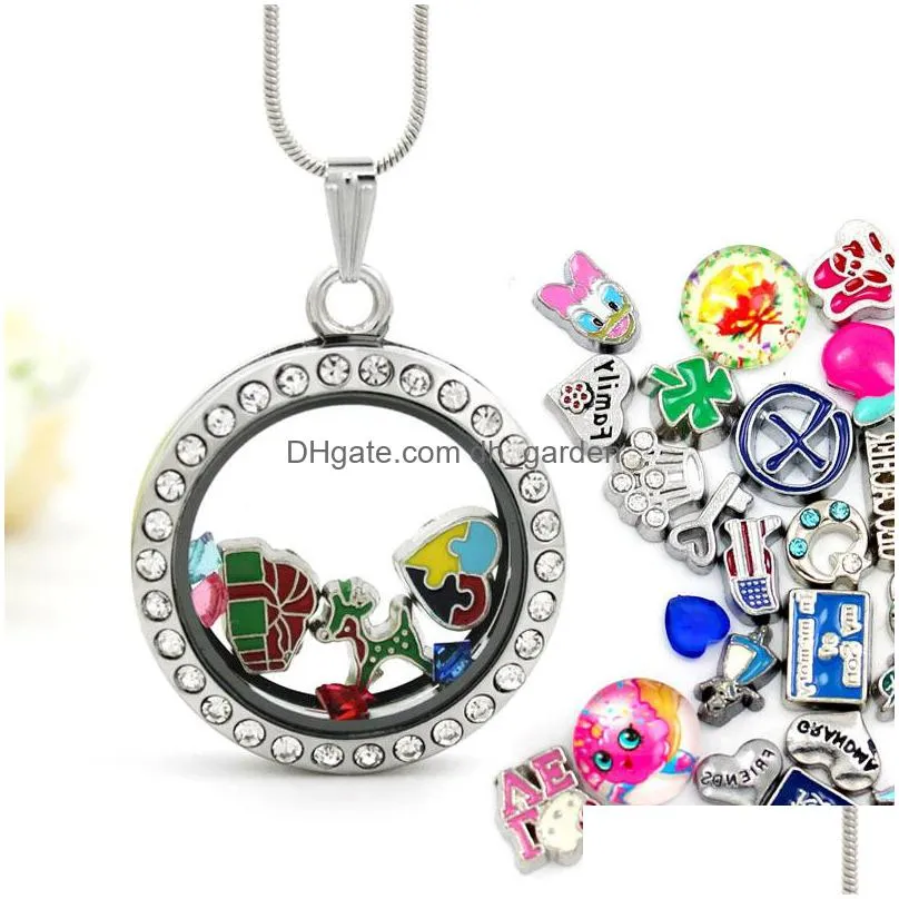 30mm round magnet memory photo magnetic glass living floating locket with rhinestones