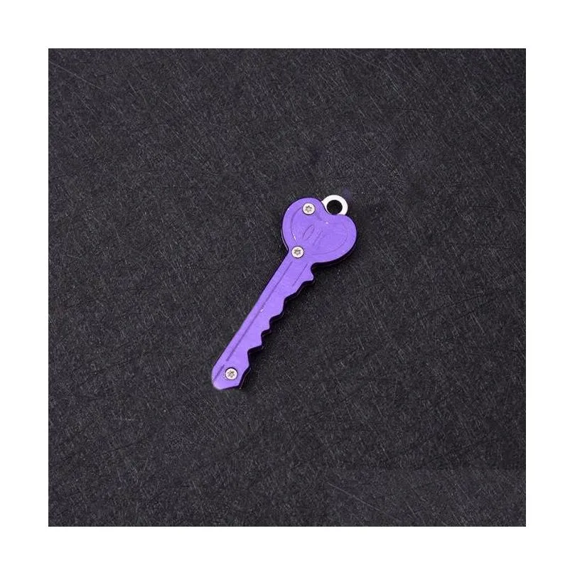 folding mini heart shape keychain defense keychain pendant pocket outdoor survival tool key knife for women man multicolors 9 colors