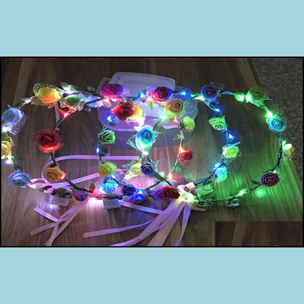 led light up party glasses flower crown decoration glow in the dark flashing headband eyewear for wedding birthday festival neon party