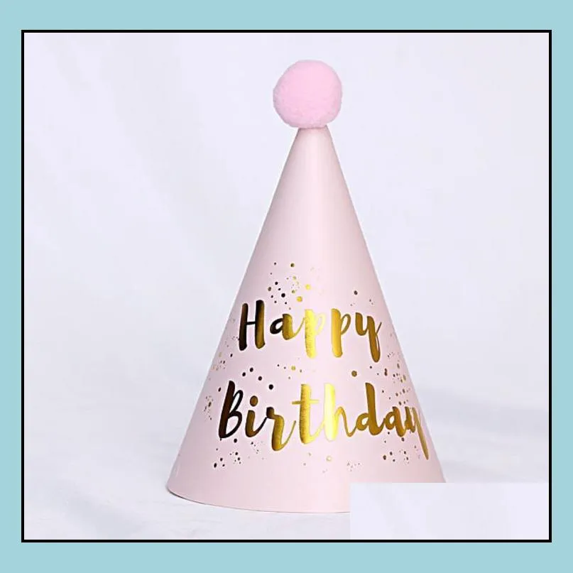 cone birthday party hats for kids adults plush sequin ball sparkle hat cake topper decorations colorful