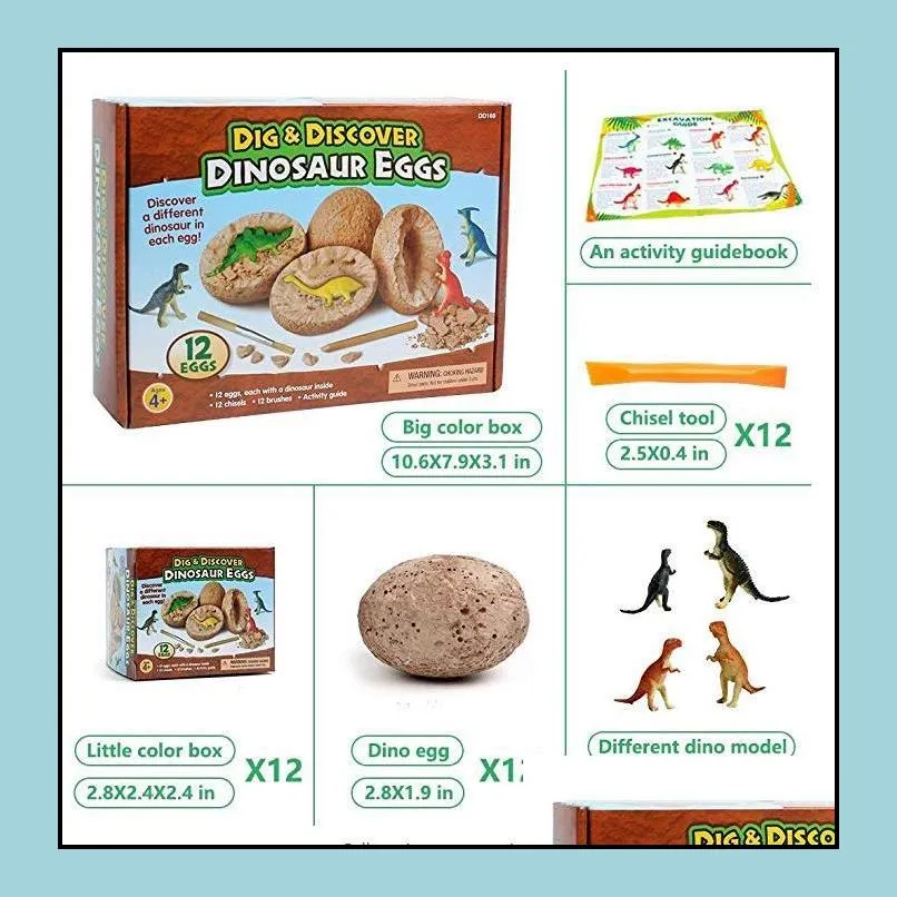 dig discover dino egg excavation toy kit unique dinosaur eggs easter archaeology science gift dinosaur party favors for kids boy girl