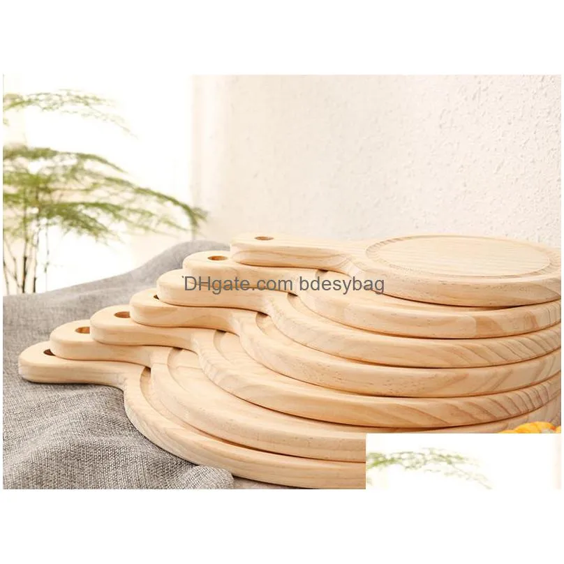 wooden pizza board round with hand pizza baking tray pizza stone cutting board platter cake bakeware tools lx0834