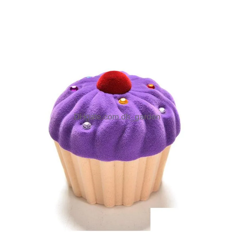 lovely mini cake cup shape ring boxes velvet ring box earring pendant locket necklace jewelry case wedding ring box 3 colors