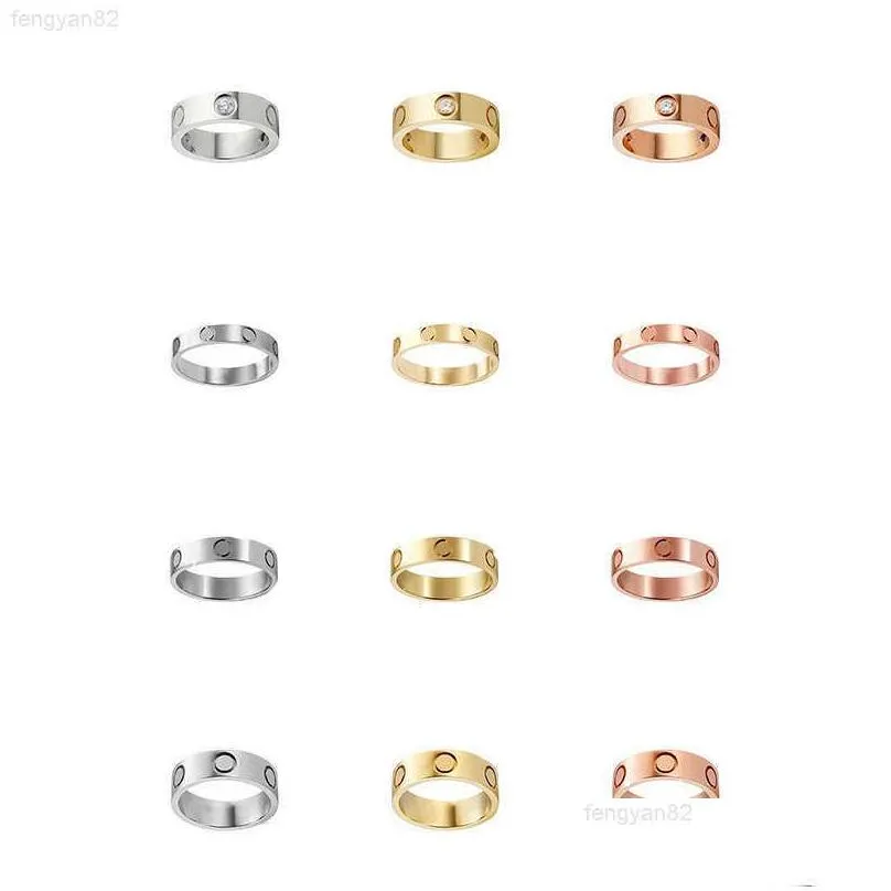 band love rings designer jewelry rose gold silver plated titanium steel with diamond fashion street hip hop casual couple classic designer ring for womens mens