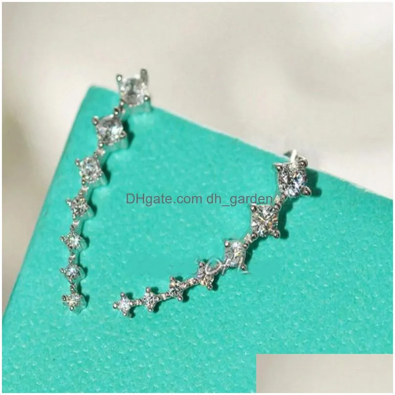 diamond clip cuff earrings white / rose gold plated dipper hook stud earrings jewelry for women earring
