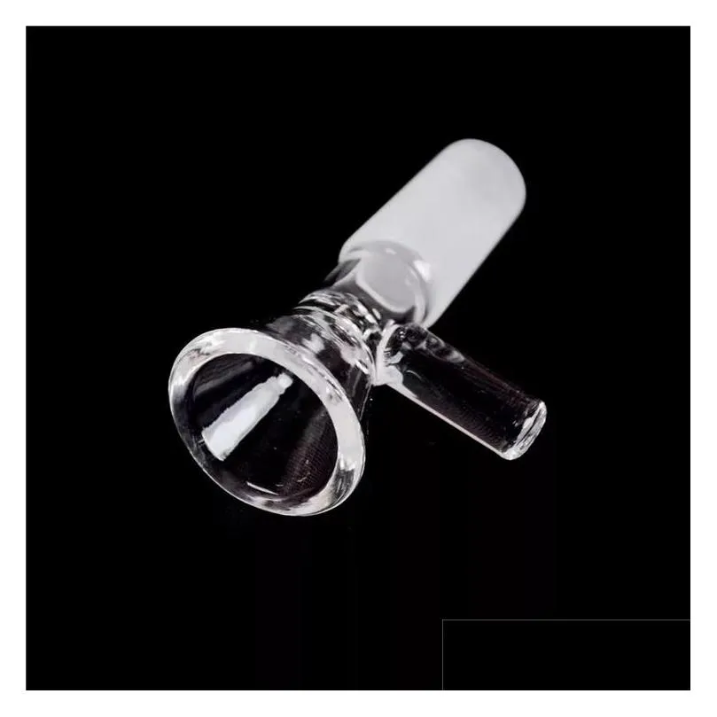 14mm 18mm male thick round glass funnel bowl slide smoking adapter herb dry bowls with handle tobacco for water bongs oil burner