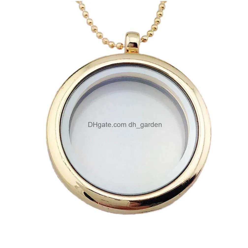 30mm floating locket women put photo pendant charm necklace jewelry open round glass photo locket pendant frame necklace