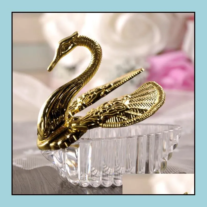 romatic swan wedding party gift candy boxes elegant favours anniversary celebrations sweet chocolate covers box decoration gold silver