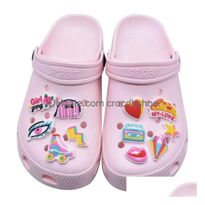 pvc rubber shoe charms cartoon american clog shoe charms decoration wristband accessories