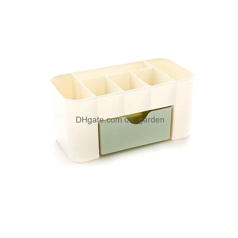 plain color makeup box home multifunction jewelry box desktop storage box with small drawer desk storage case