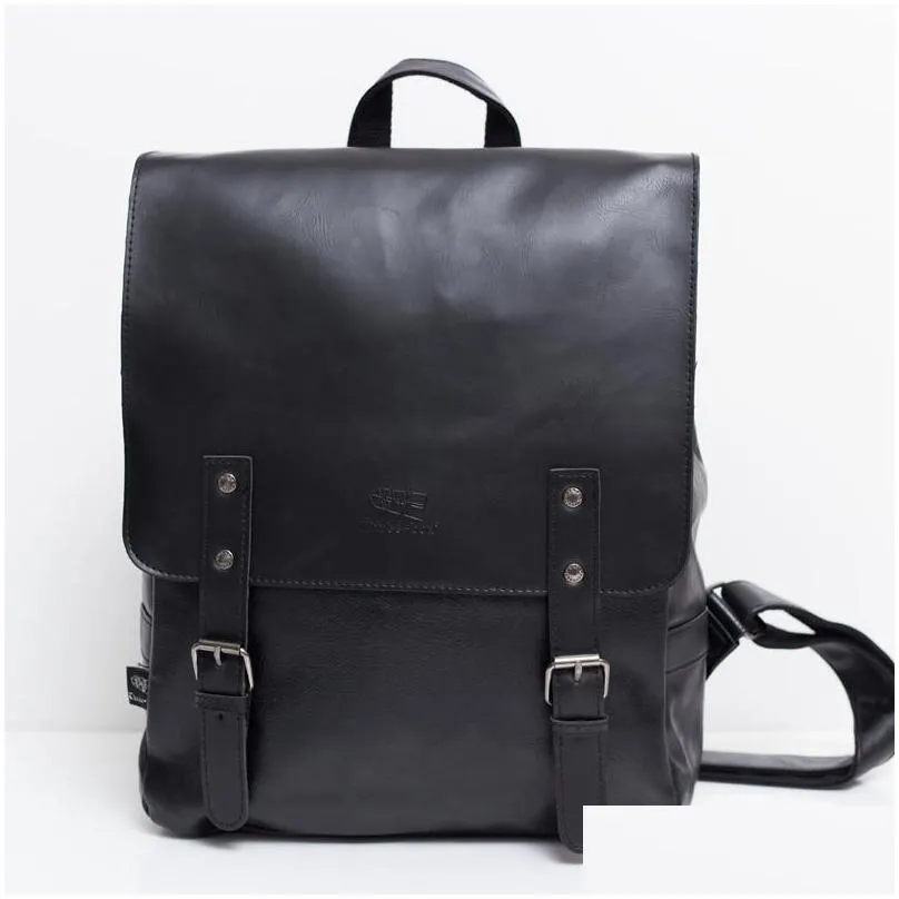 backpack men leather vintage for teenager laptop pc portable bags designer boys travel thin school luxury mochila