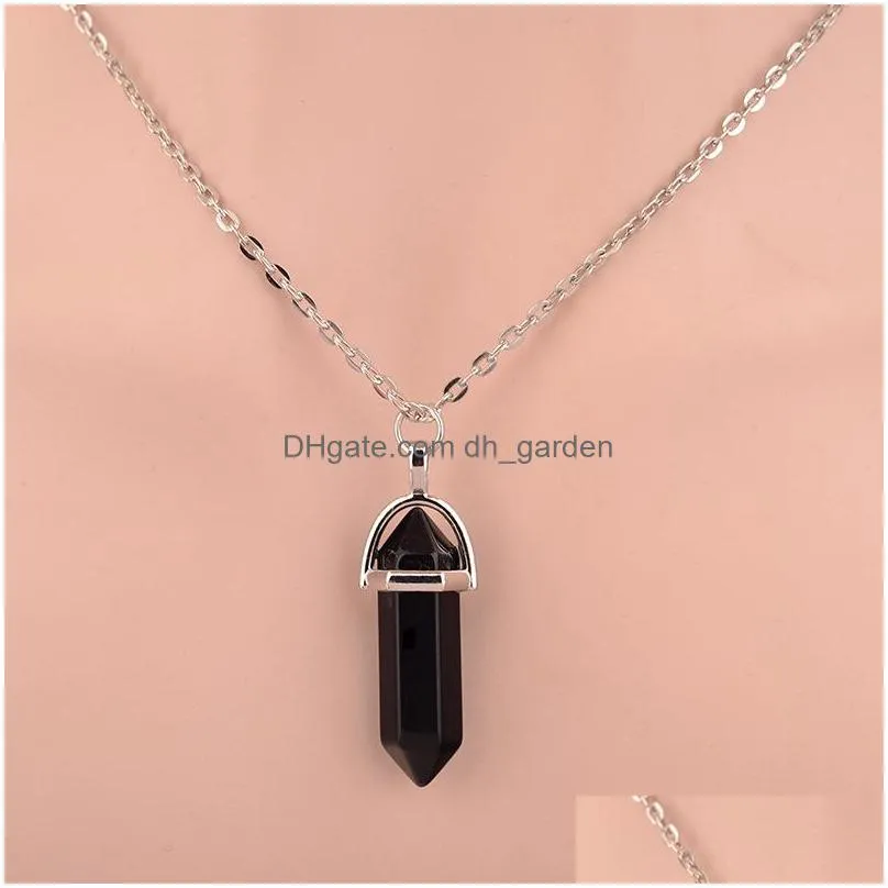 hexagonal prism pendant bullet shaped pendant necklaces natural stone necklace quartz turquoise pendant for men women gift