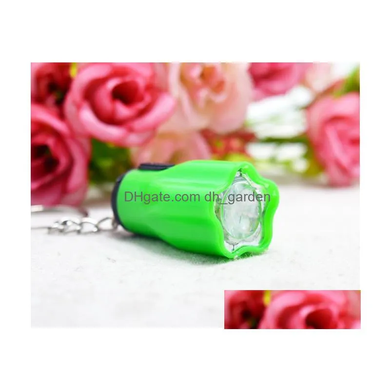 flower shape portable cute bright led flashlight key chain mini keychain torch flashlights plum keyring for hiking