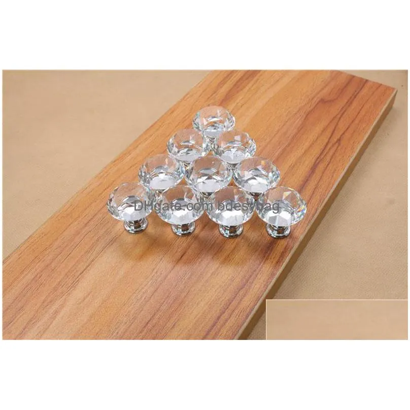 fashion k9 crystal glass diamond furniture handles hardware drawer wardrobe kitchen cabinets cupboard door pull knobs wholesale za4909