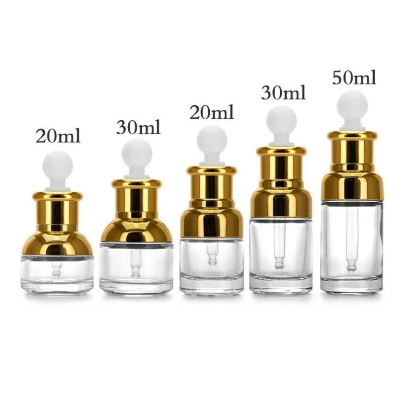 Packing Bottles Wholesale Gold Glass Dropper Bottle 20 30 50Ml Luxury Serum Bottles With Shinny Cap For  Oil Dh3133 Drop Deli Dhngc