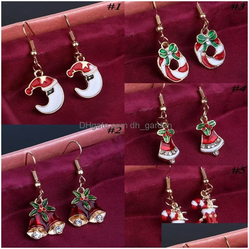 lovely santa claus snowman tree bell earrings christmas dangle earring jewelry christmas earring for women gifts