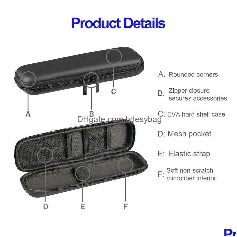 black pen case portable eva hard shell pen holder office stationery case pouch earphone makeup storage bag lx1722