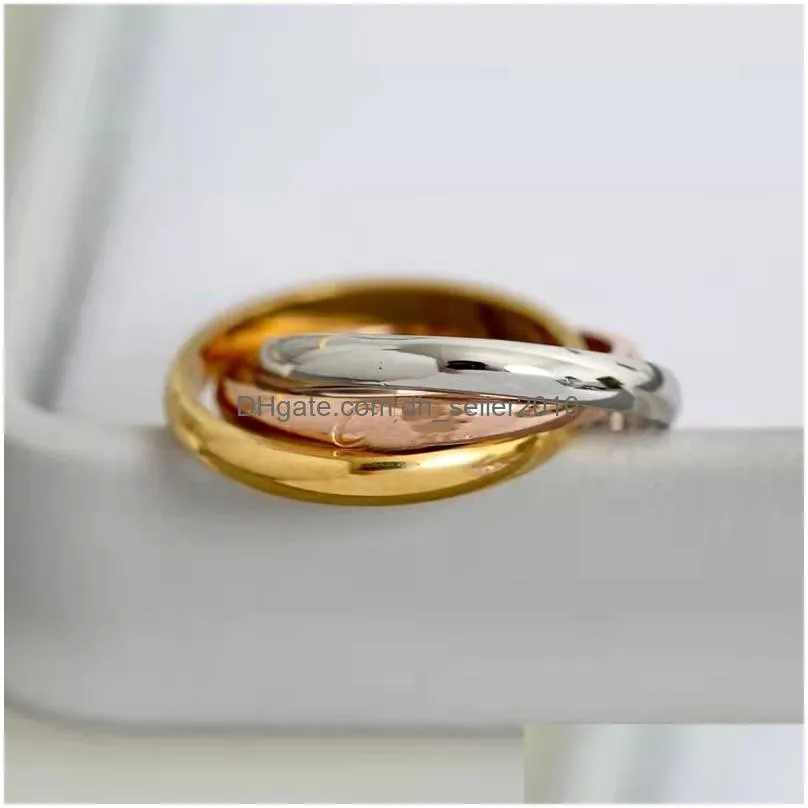 Band Rings Fashion 3 In 1 Designer Ring High Quality 316L Stainless Steel Rings Jewelry For Men And Drop Delivery Jewelry Ring Dh3Fy