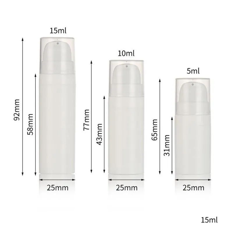 5ml 10ml 15ml white airless bottle lotion pump mini sample and test bottles vacuum container cosmetic packaging