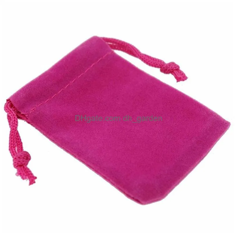 wholesale mix color cheap soft velvet pouches drawstring jewelry gift packaging practical storage bag for home