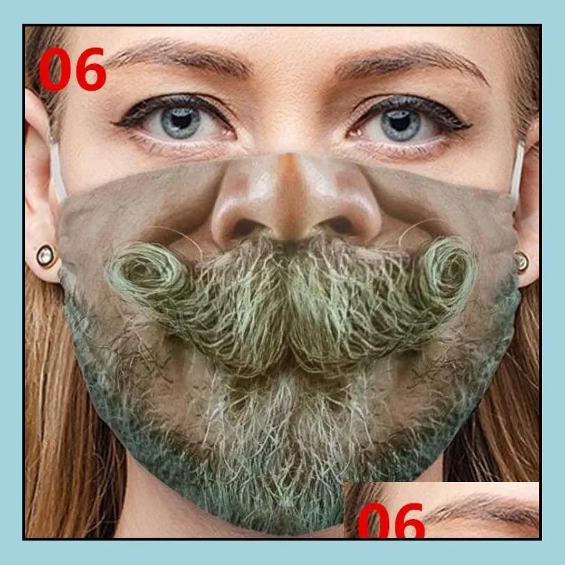 mens 3d printed funny face mask breathable washable mouth protection cotton covers reusable anti dust uni women