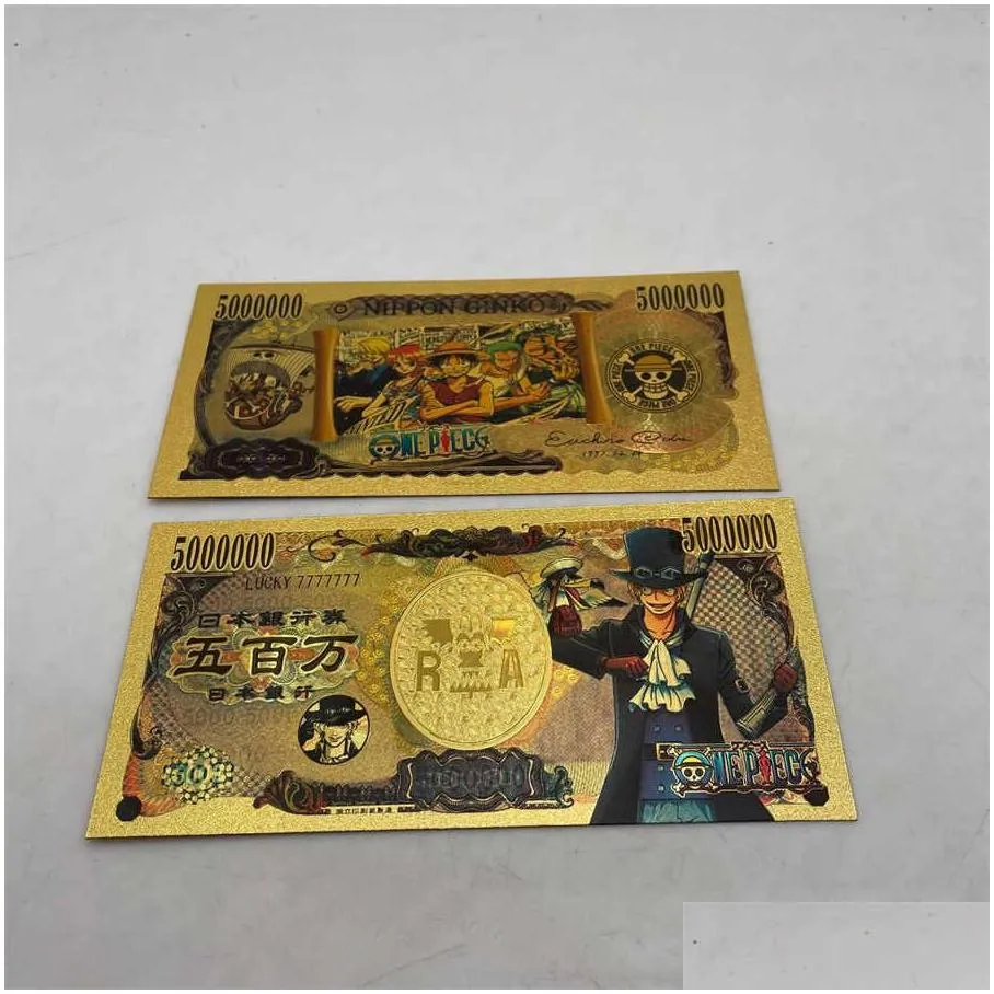 onepiece figures monkey d luffy grandline men anime collectible 5000000 yen gold banknote collection golden coin