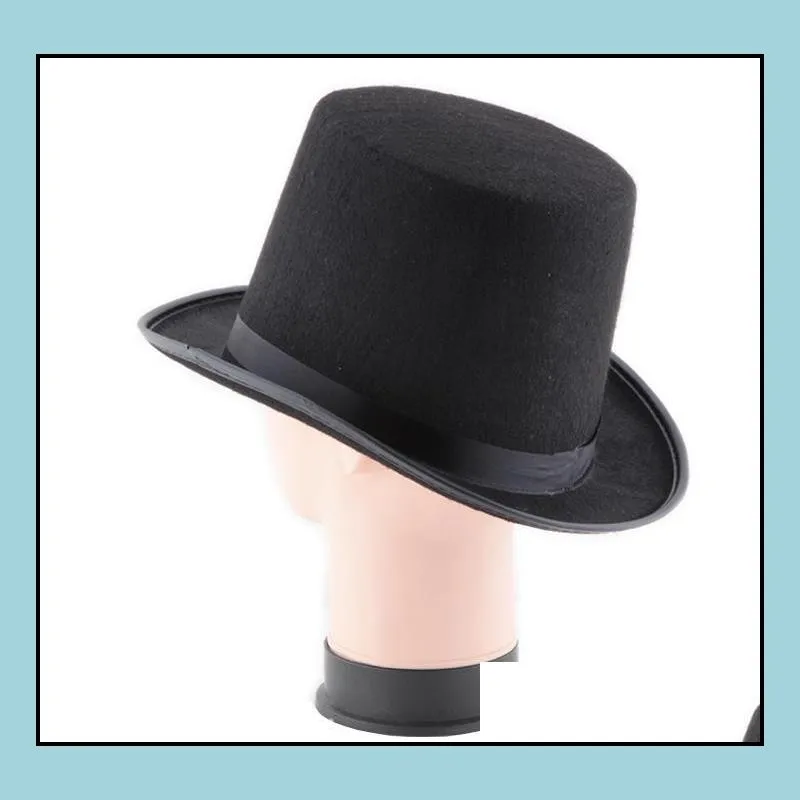 black satin felt top hat magician gentleman adult 20s costume tuxedo victorian cap halloween christmas party fancy dress top hats