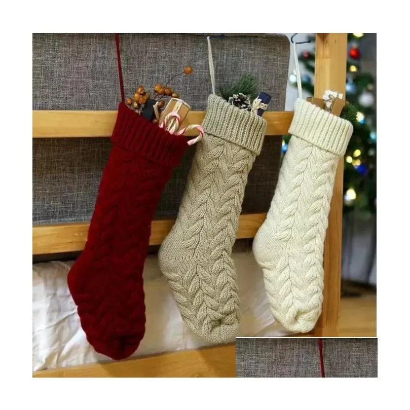 personalized high quality knit christmas stocking gift bags knit decorations xmas socking large decorative socks f060218