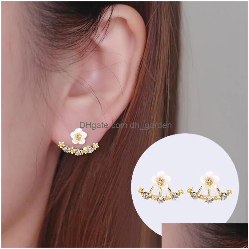 new fashoin 925 sliver earrings daisy flower ear jacket for women bijoux jewelry brincos pendientes mujer