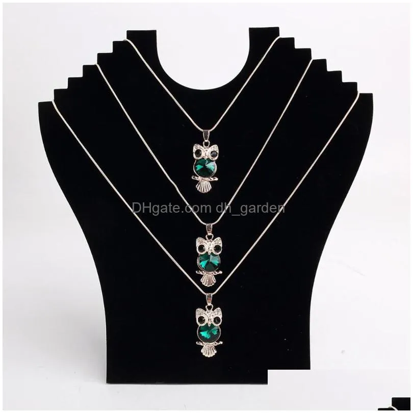 unique design fashion style easel black necklace bust display holder stand velvet jewelry pendant chain display