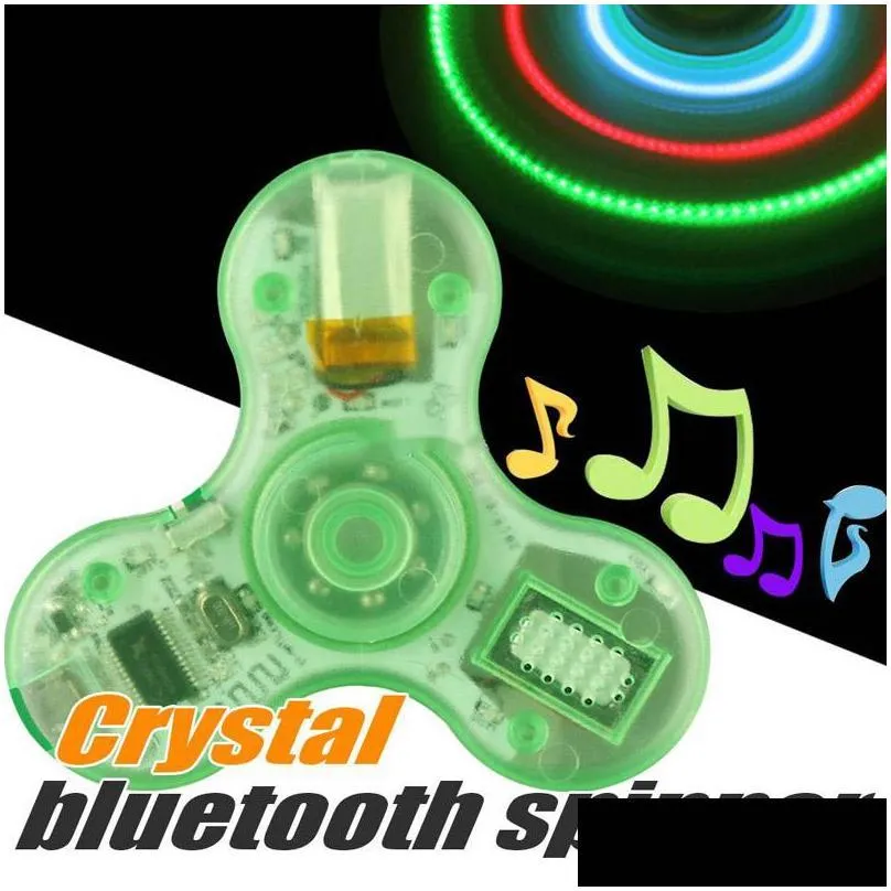 spinning top led bluetooth music fidget crystal spinner finger hand tri spinner handspinner edc toy decompression toys in retail box