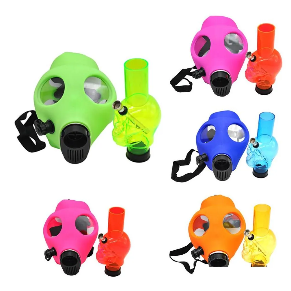 silicone mash creative acrylic smoking pipe gas mask pipes acrylic bongs tabacco shisha water pipe