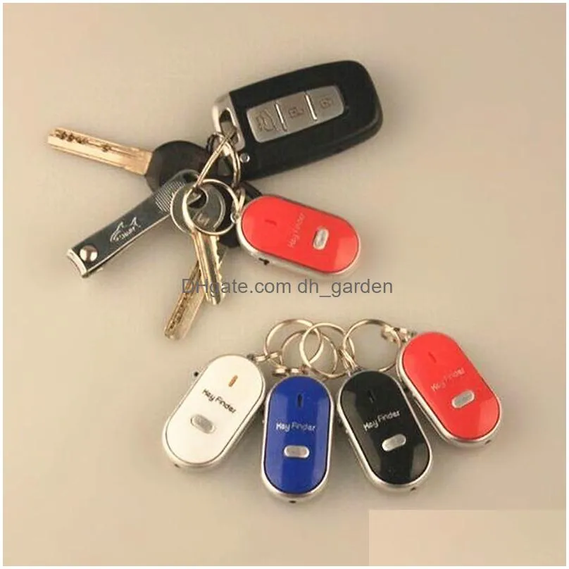 led key finder locator find lost keys keychain whistle sound control key holder rings women men jewelry