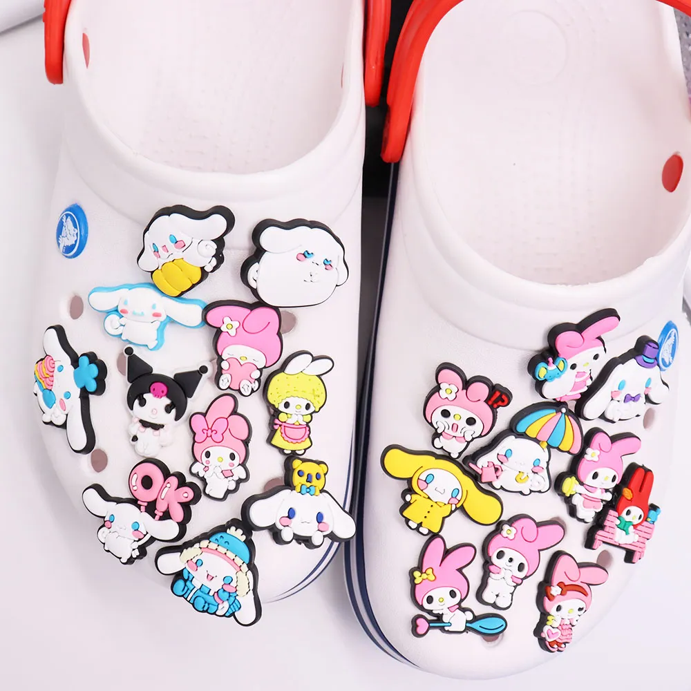 mix styles 50pcs pvc ml cartoon shoe charms kawaii japan anime bow heart flower croc jibz fit wristbands girls shoes ornaments