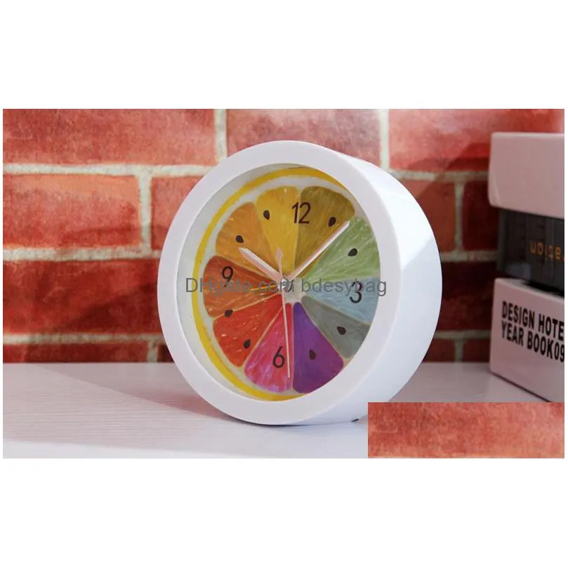 2017 new style rural cool lemon fruit alarm clock modern minimalist desktop clocks lazy watch clock shipping za2865