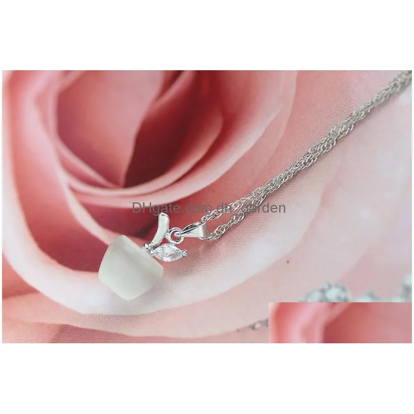 new arrival accesories opals small for  pendant necklace rhodium fashion jewelry silver moonstone pendant chocker for women