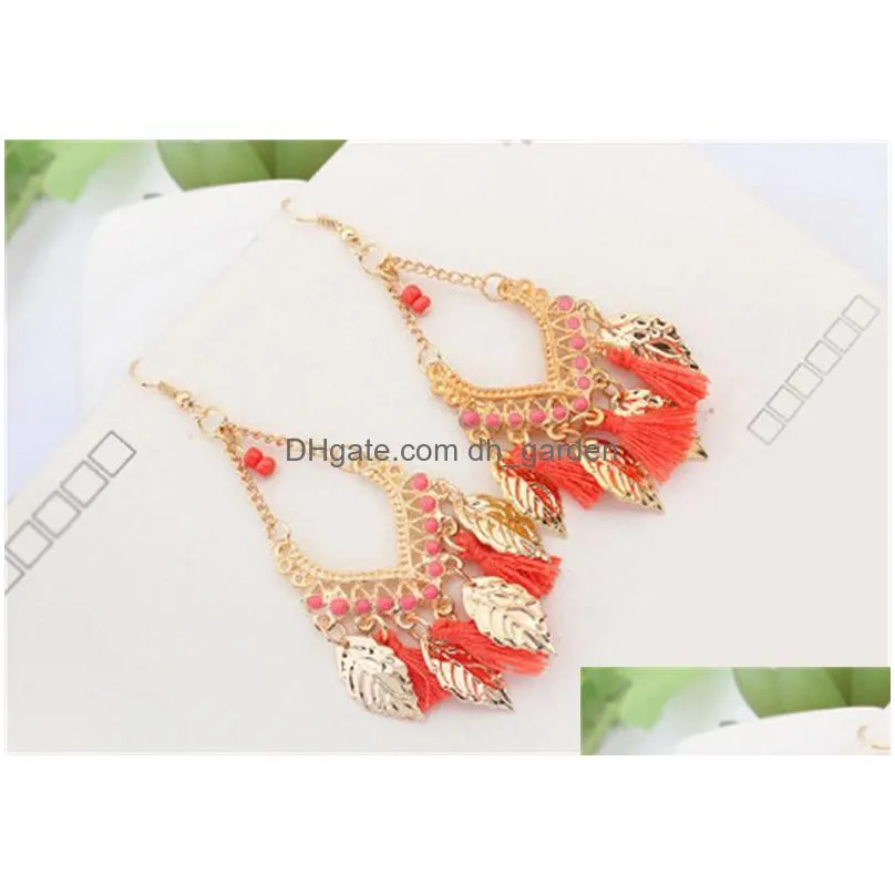 new design long tassel dangle earrings charm feather pendant earrings tassel chandelier earrings for women 4 colors