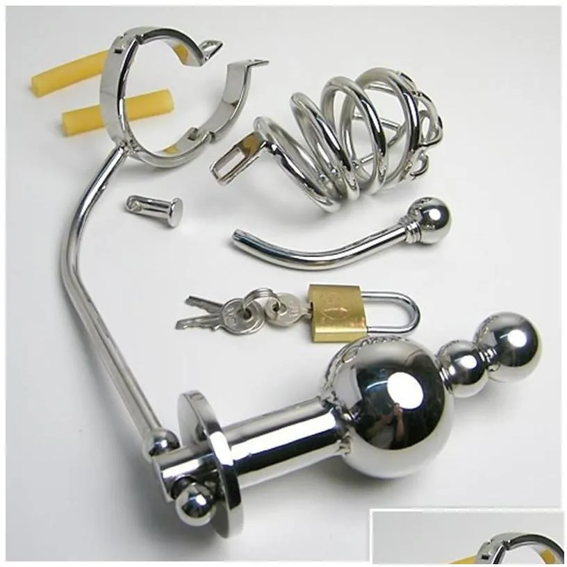 Other Health Beauty Items Male Chastity Devices Anal Plug Adjustable Cage Stainless Steel Butt Beads Toys For Men Drop Delivery Dha6B