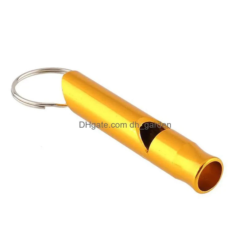 new novelty mini aluminum alloy whistle keyring keychain for outdoor emergency survival safety keyring sport camping hunting