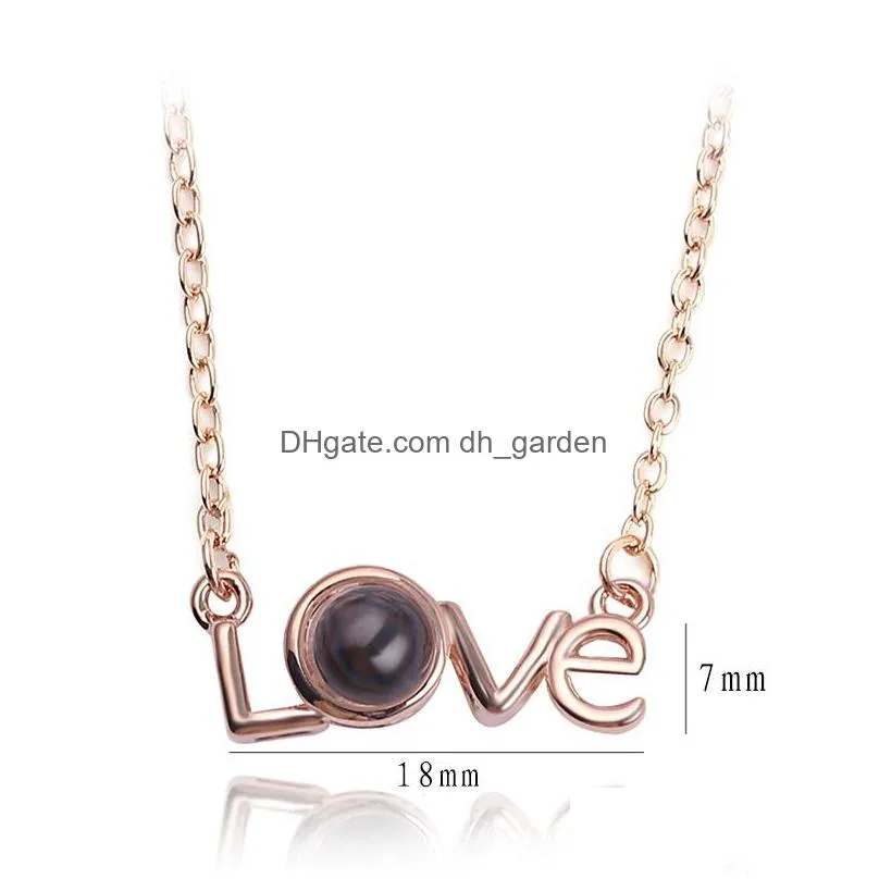 100 languages i love you projection pendant necklace love memory wedding necklace valentines day present rose gold silver